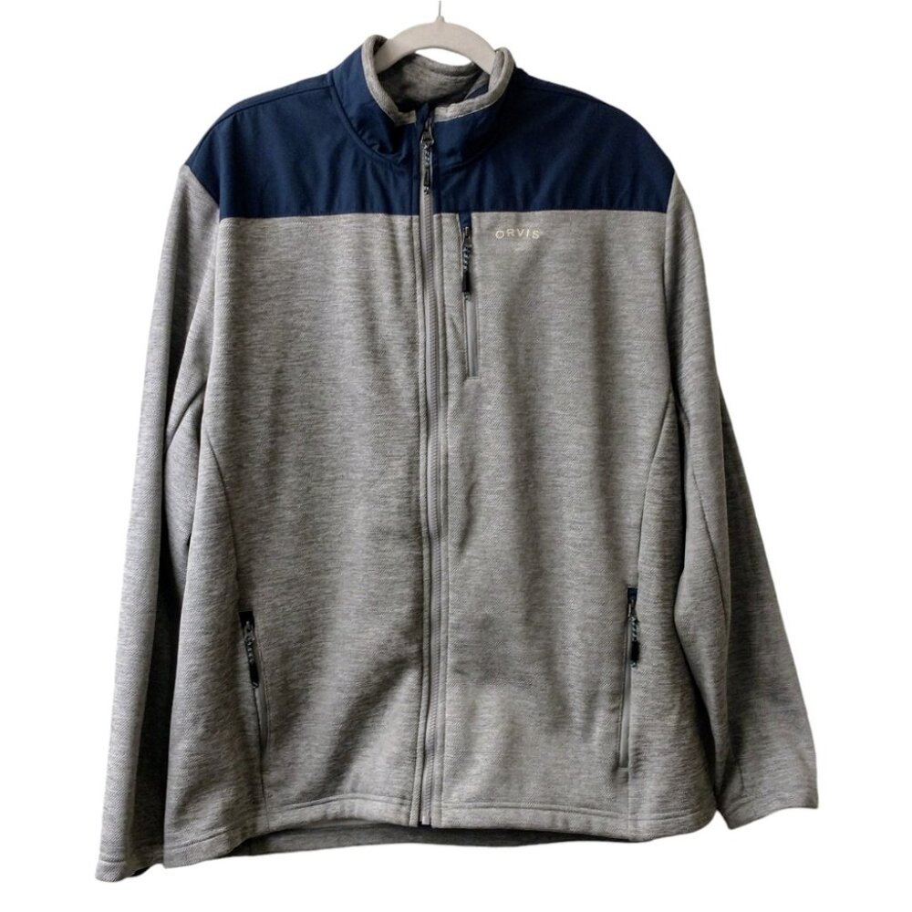 Men's Orvis Gray and Blue Full Zip Jacket Size XL